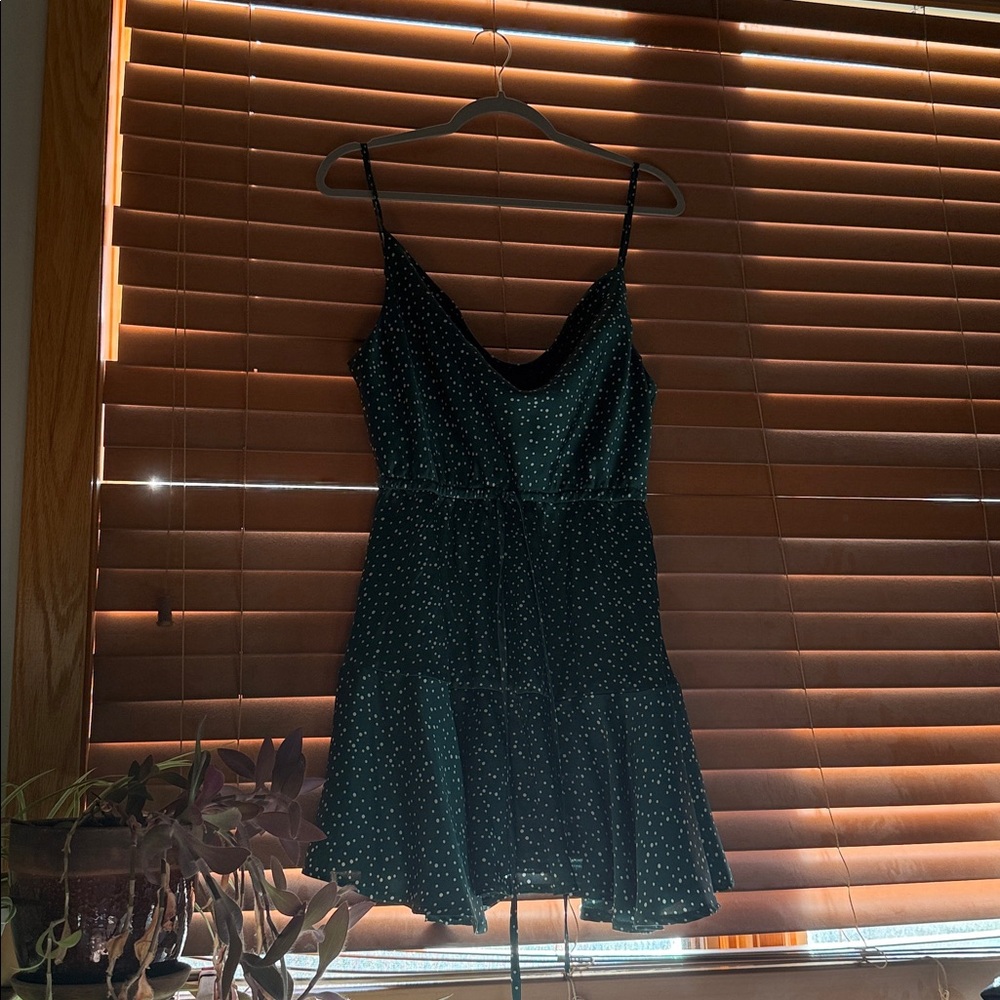 Green Polka Dot Spaghetti Strap Mini Dress